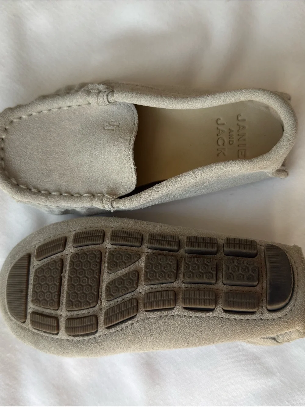 Janie and Jack Suede Moccasins - Light Beige